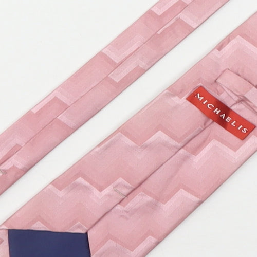 Michaelis Mens Pink Geometric Silk Pointed Tie One Size