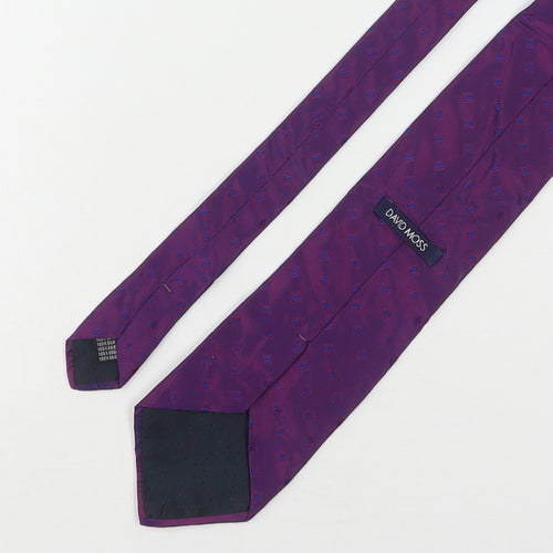 Davis Moss Mens Purple Geometric Silk Pointed Tie One Size