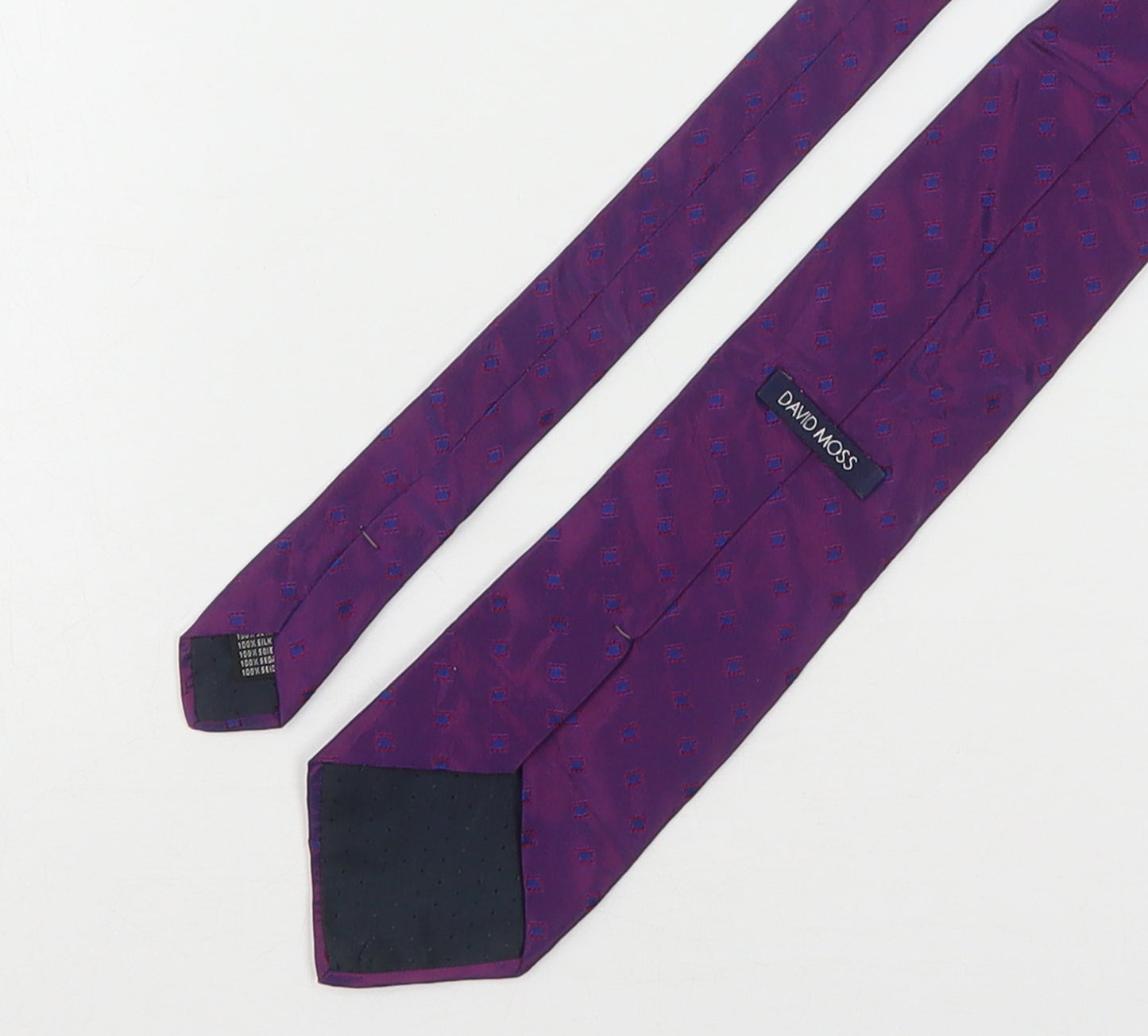 Davis Moss Mens Purple Geometric Silk Pointed Tie One Size