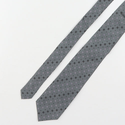John Lewis Mens Grey Floral Silk Pointed Tie One Size