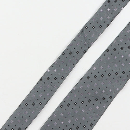 John Lewis Mens Grey Floral Silk Pointed Tie One Size