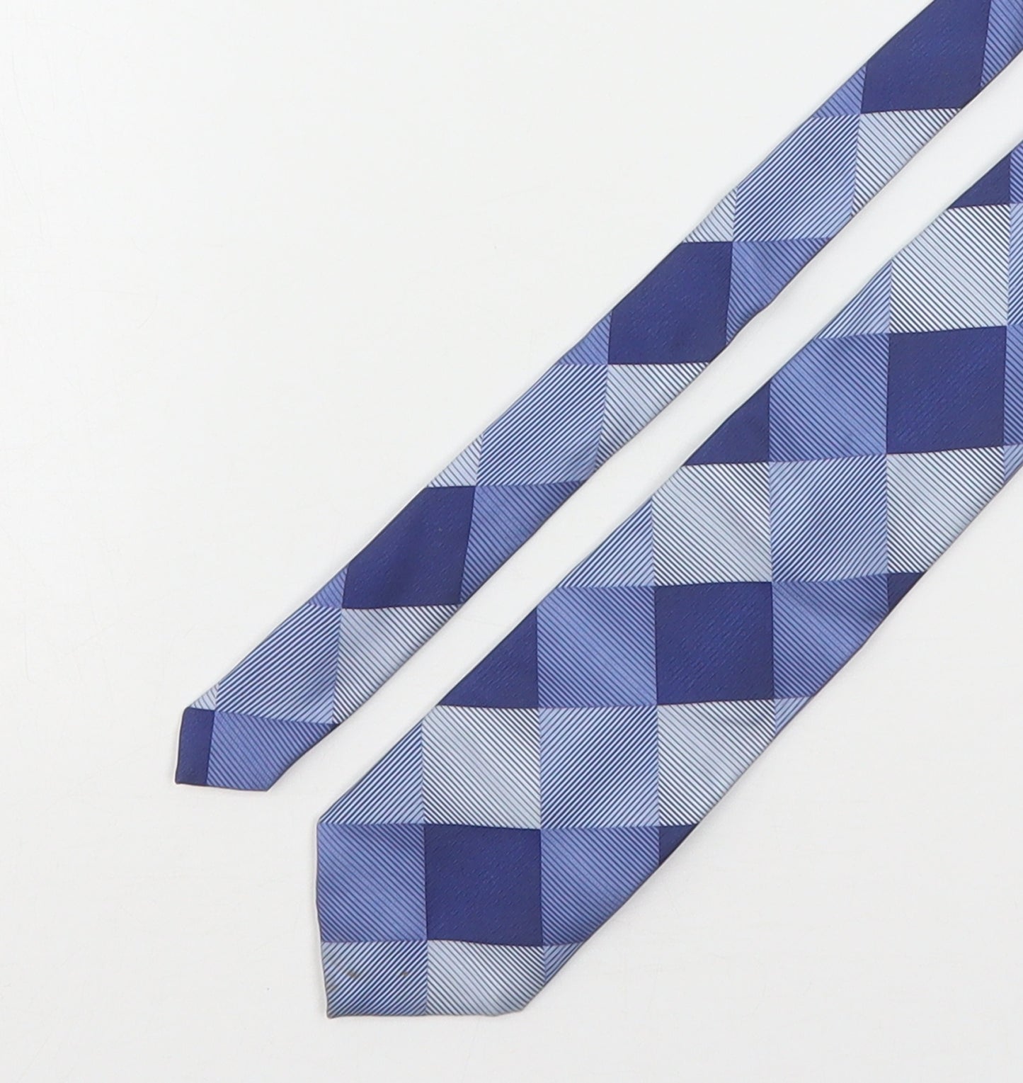 Marks and Spencer Mens Blue Plaids & Checks Silk Pointed Tie One Size