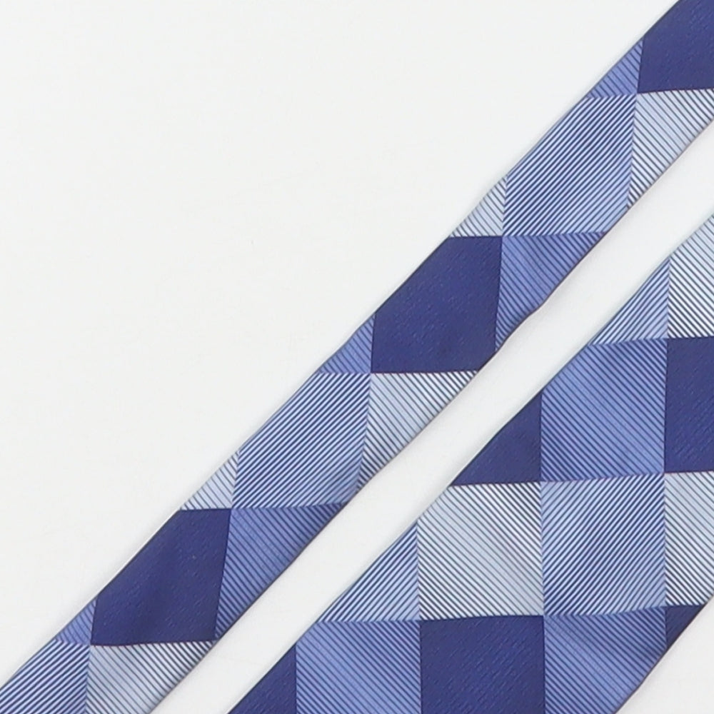 Marks and Spencer Mens Blue Plaids & Checks Silk Pointed Tie One Size