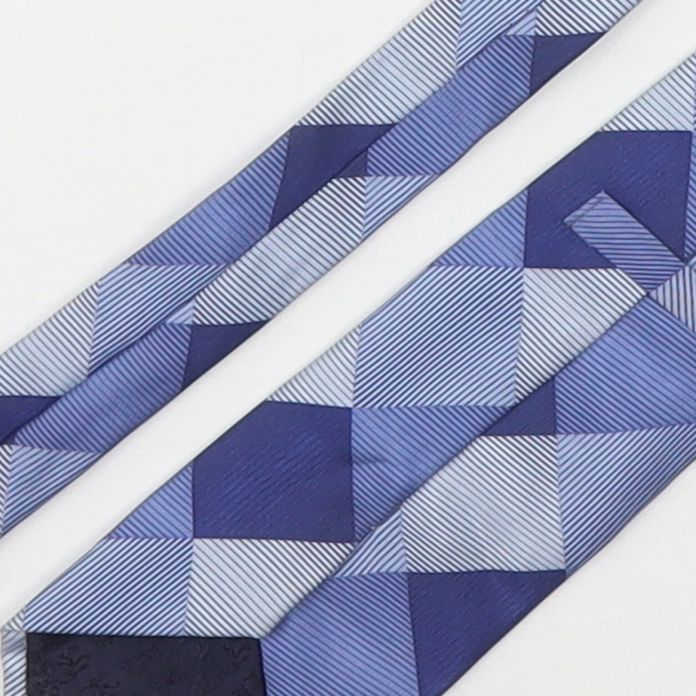 Marks and Spencer Mens Blue Plaids & Checks Silk Pointed Tie One Size
