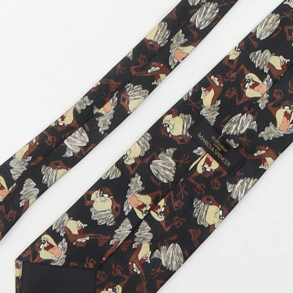 Marks and Spencer Mens Multicoloured Geometric Polyester Pointed Tie One Size - Tasmanian Devil