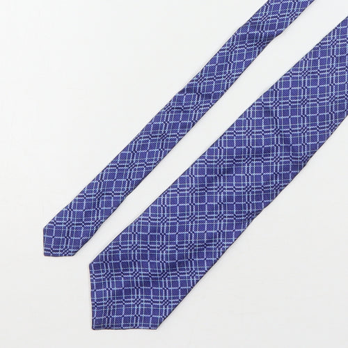 Charles Of London Mens Blue Geometric Silk Pointed Tie One Size