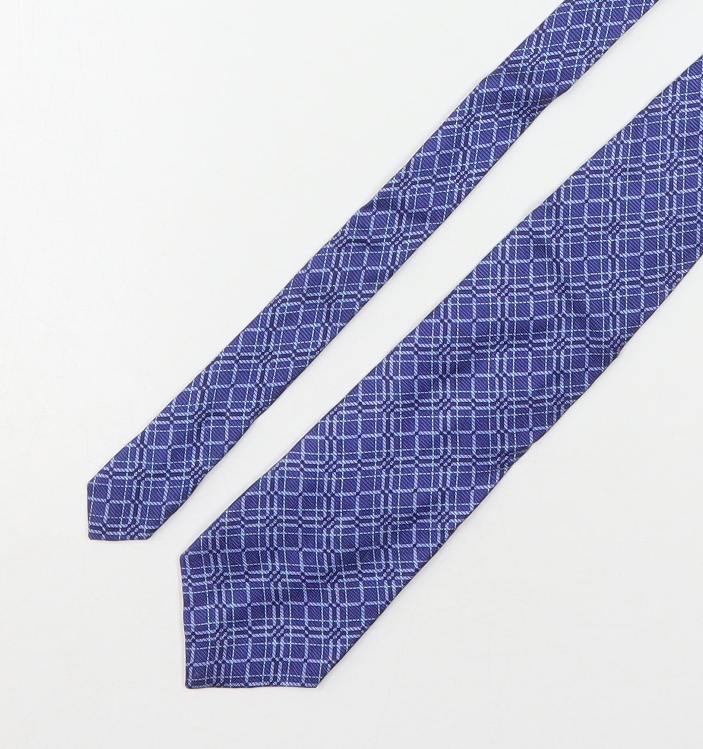 Charles Of London Mens Blue Geometric Silk Pointed Tie One Size