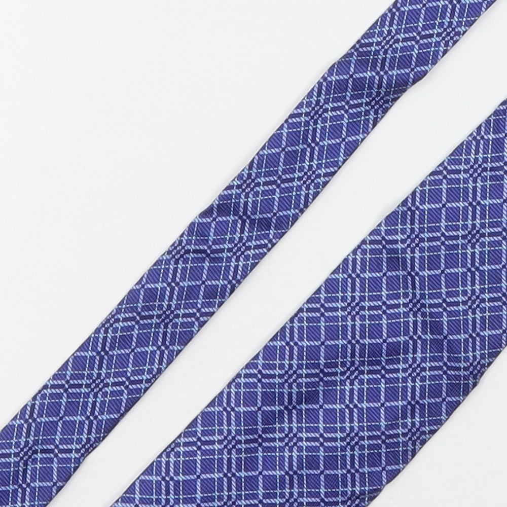 Charles Of London Mens Blue Geometric Silk Pointed Tie One Size