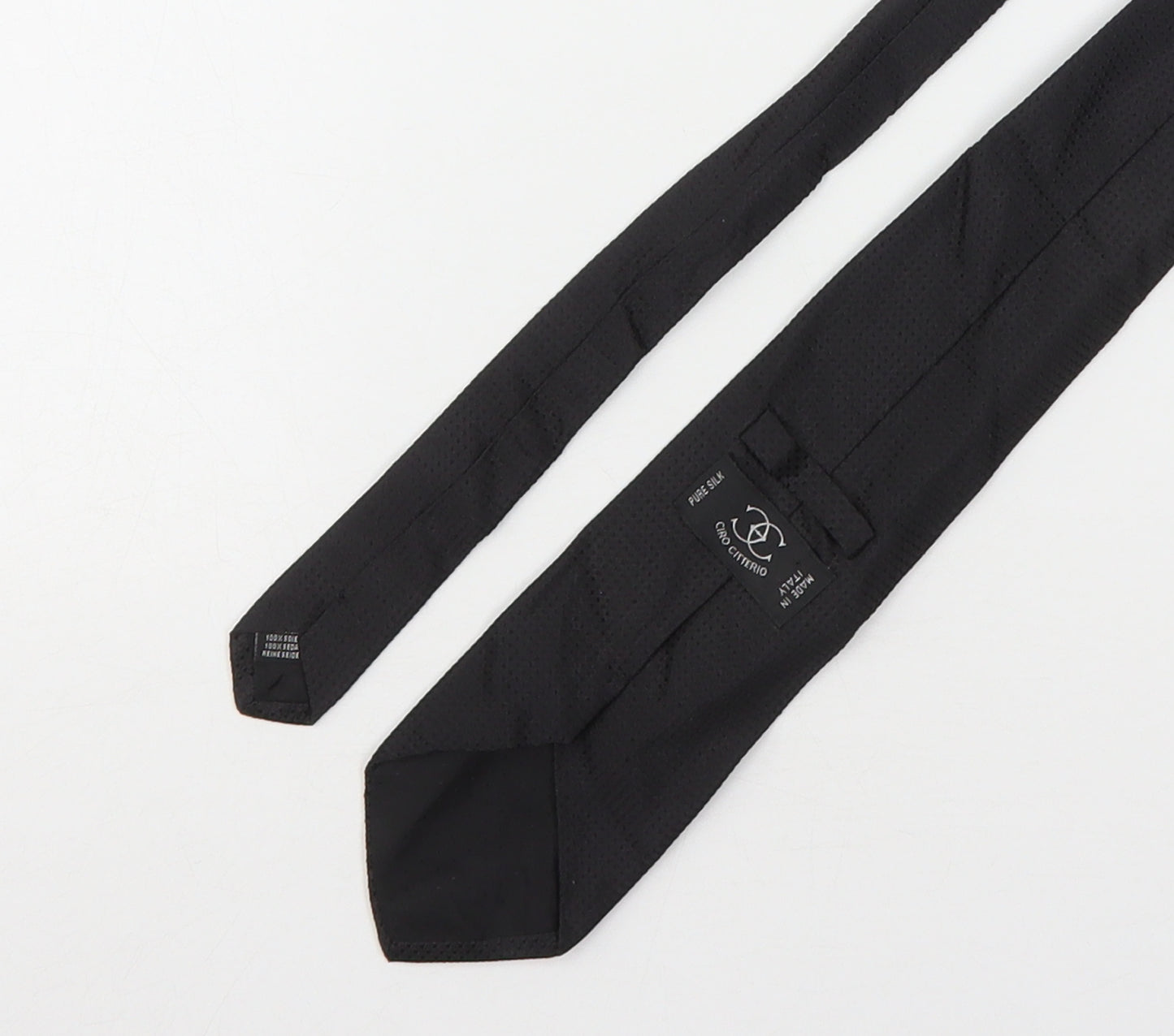Ciro Citterio Mens Black Grenadine Silk Pointed Tie One Size
