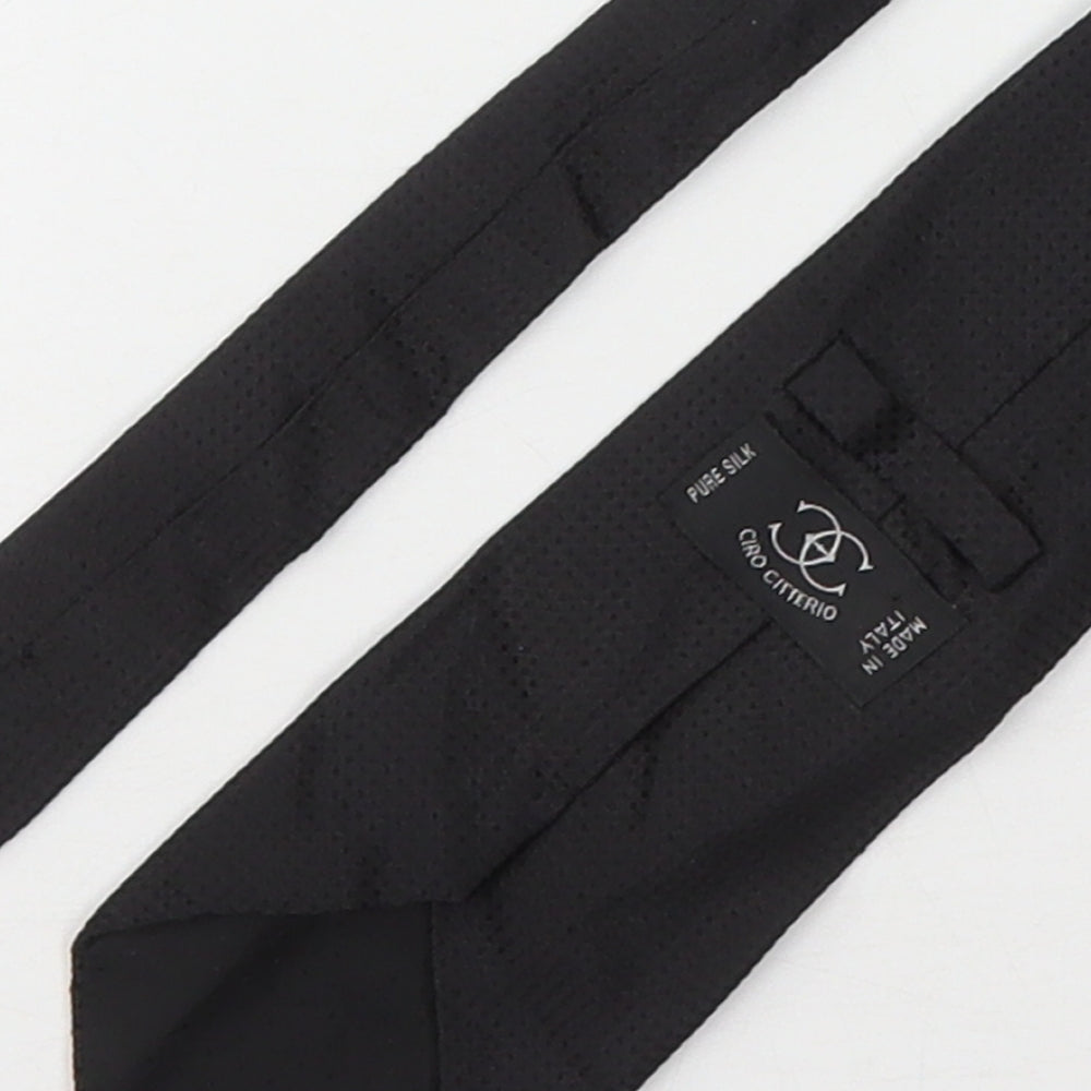 Ciro Citterio Mens Black Grenadine Silk Pointed Tie One Size