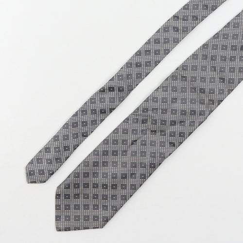 Allea Mens Grey Geometric Silk Pointed Tie One Size