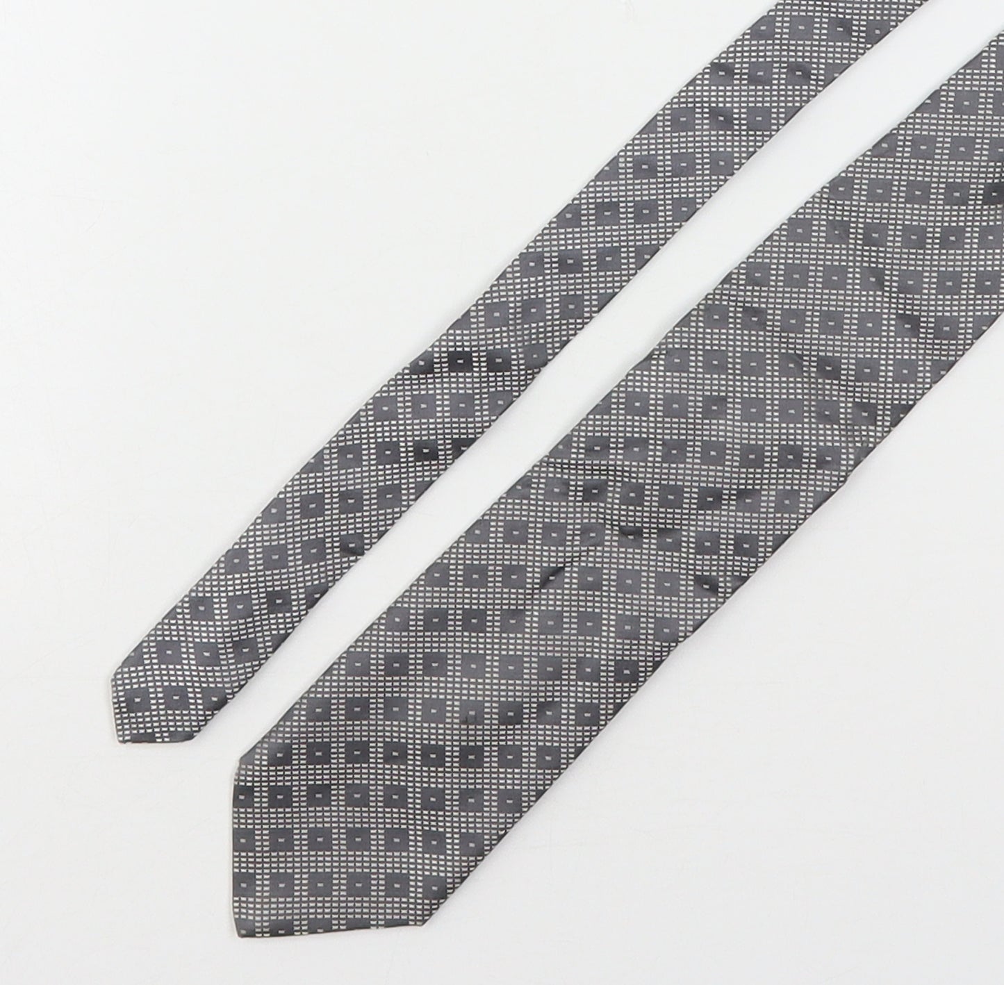 Allea Mens Grey Geometric Silk Pointed Tie One Size