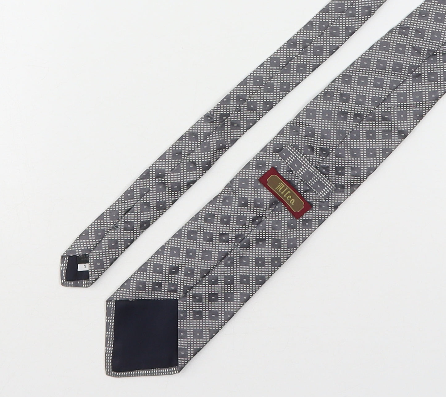 Allea Mens Grey Geometric Silk Pointed Tie One Size