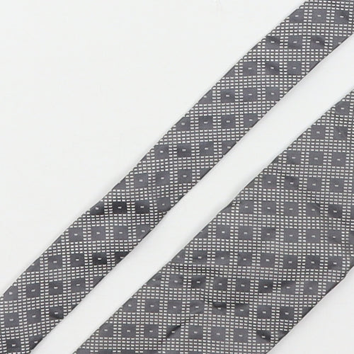 Allea Mens Grey Geometric Silk Pointed Tie One Size