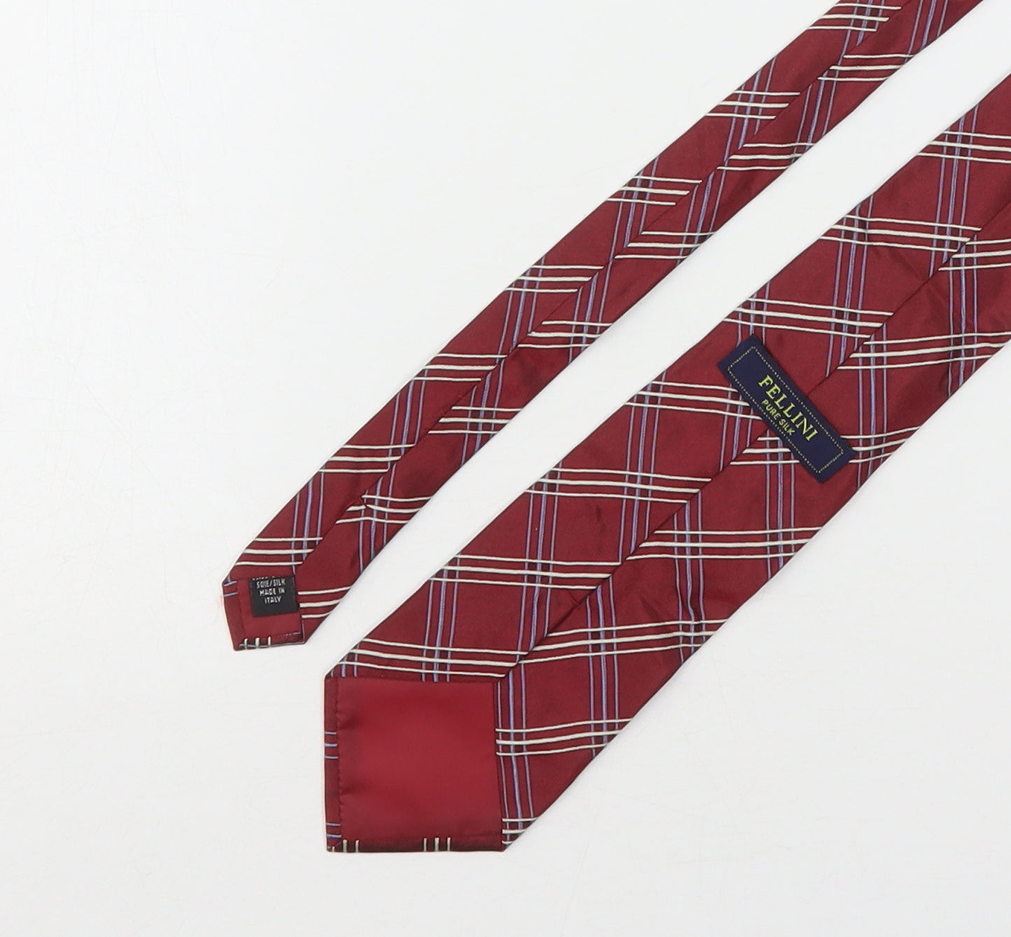 Fellini Mens Multicoloured Plaids & Checks Silk Pointed Tie One Size