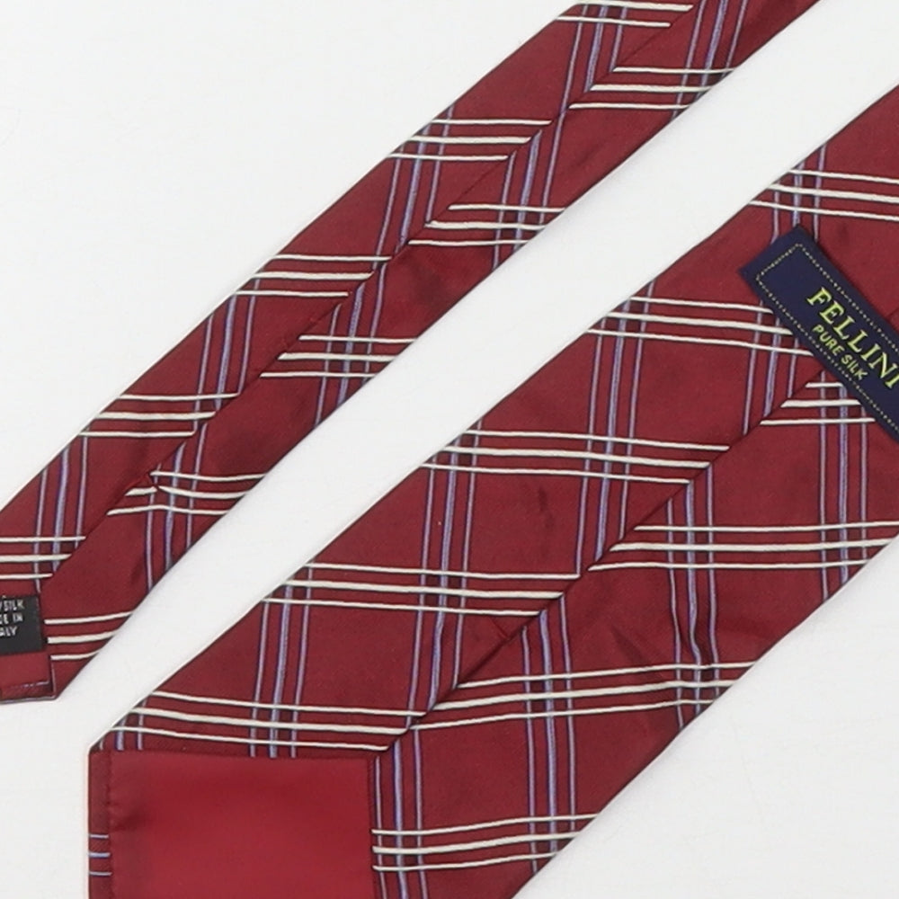 Fellini Mens Multicoloured Plaids & Checks Silk Pointed Tie One Size