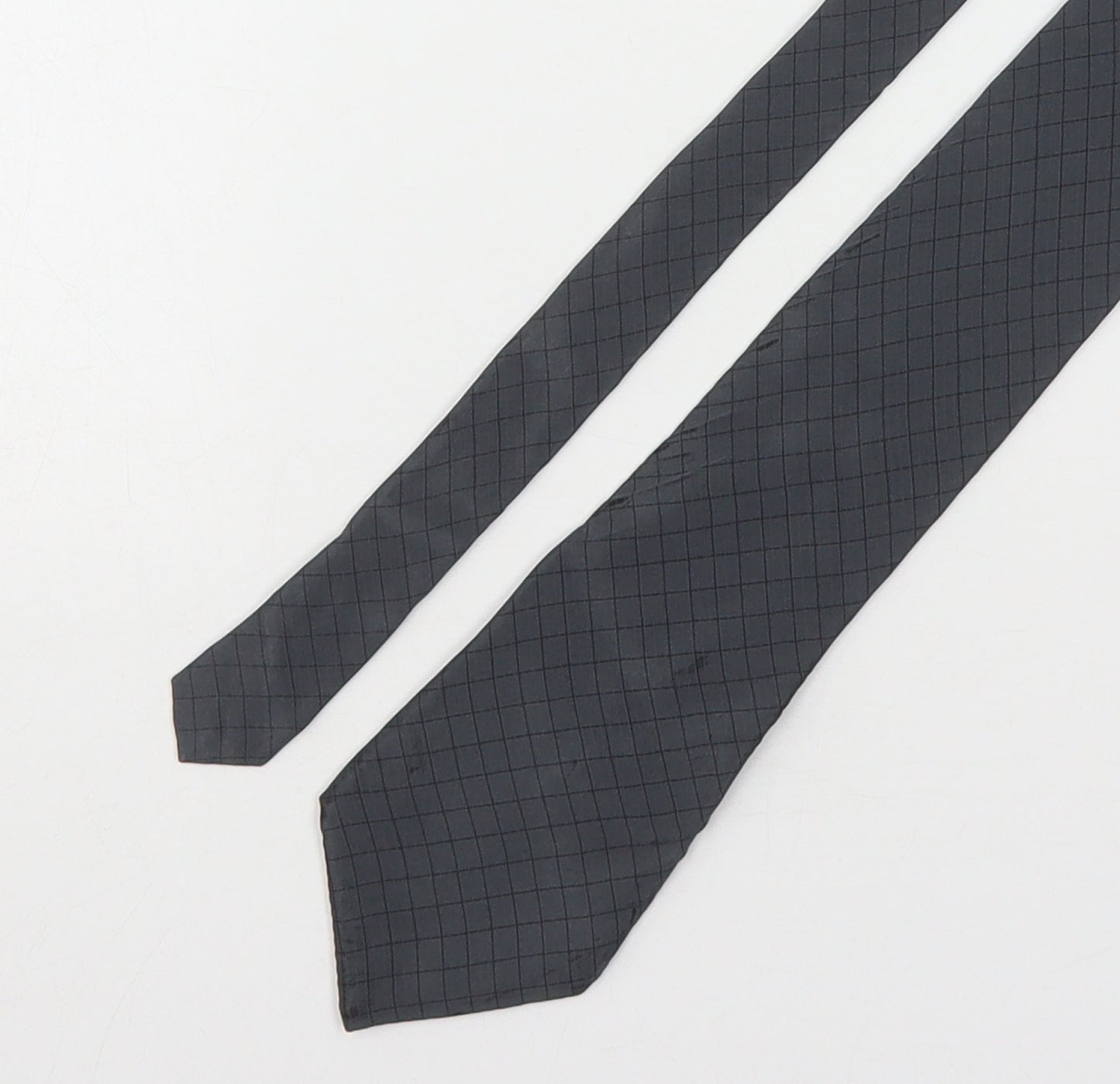 DKNY Mens Grey Plaids & Checks Silk Pointed Tie One Size