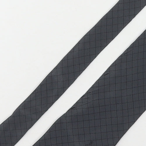 DKNY Mens Grey Plaids & Checks Silk Pointed Tie One Size