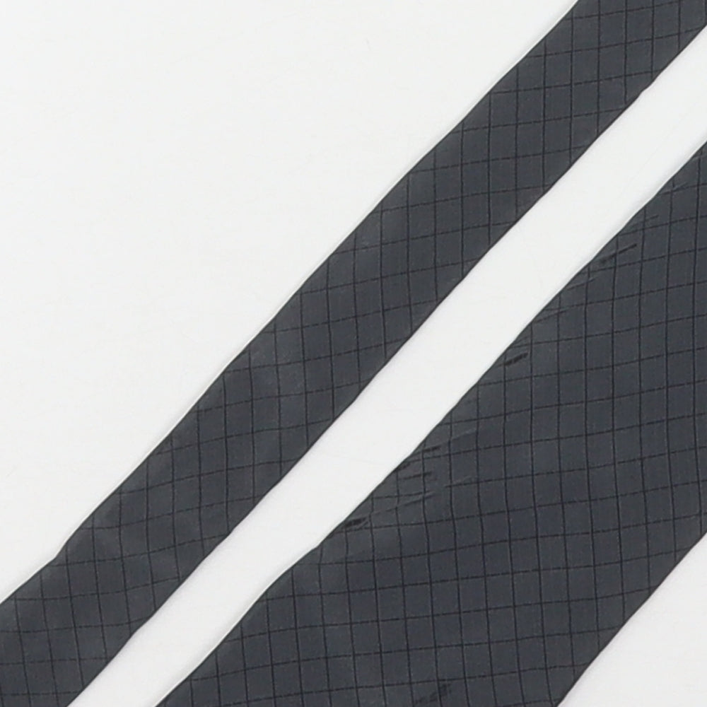 DKNY Mens Grey Plaids & Checks Silk Pointed Tie One Size