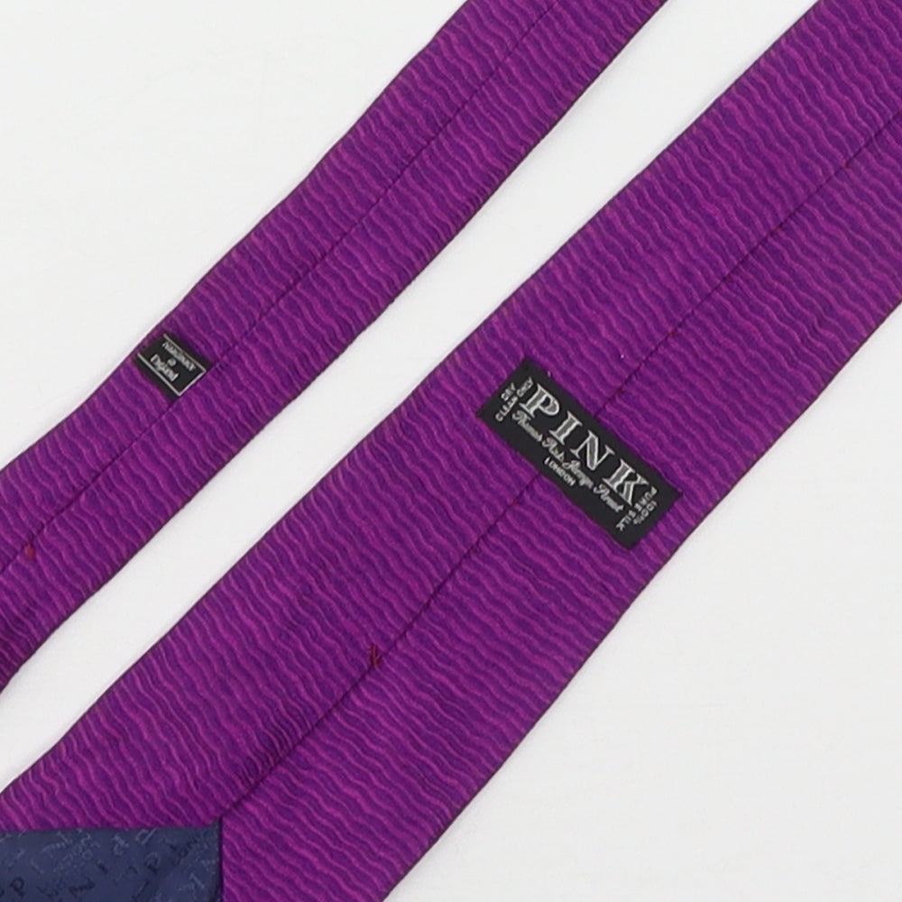 PINK Mens Purple Animal Print Silk Pointed Tie One Size