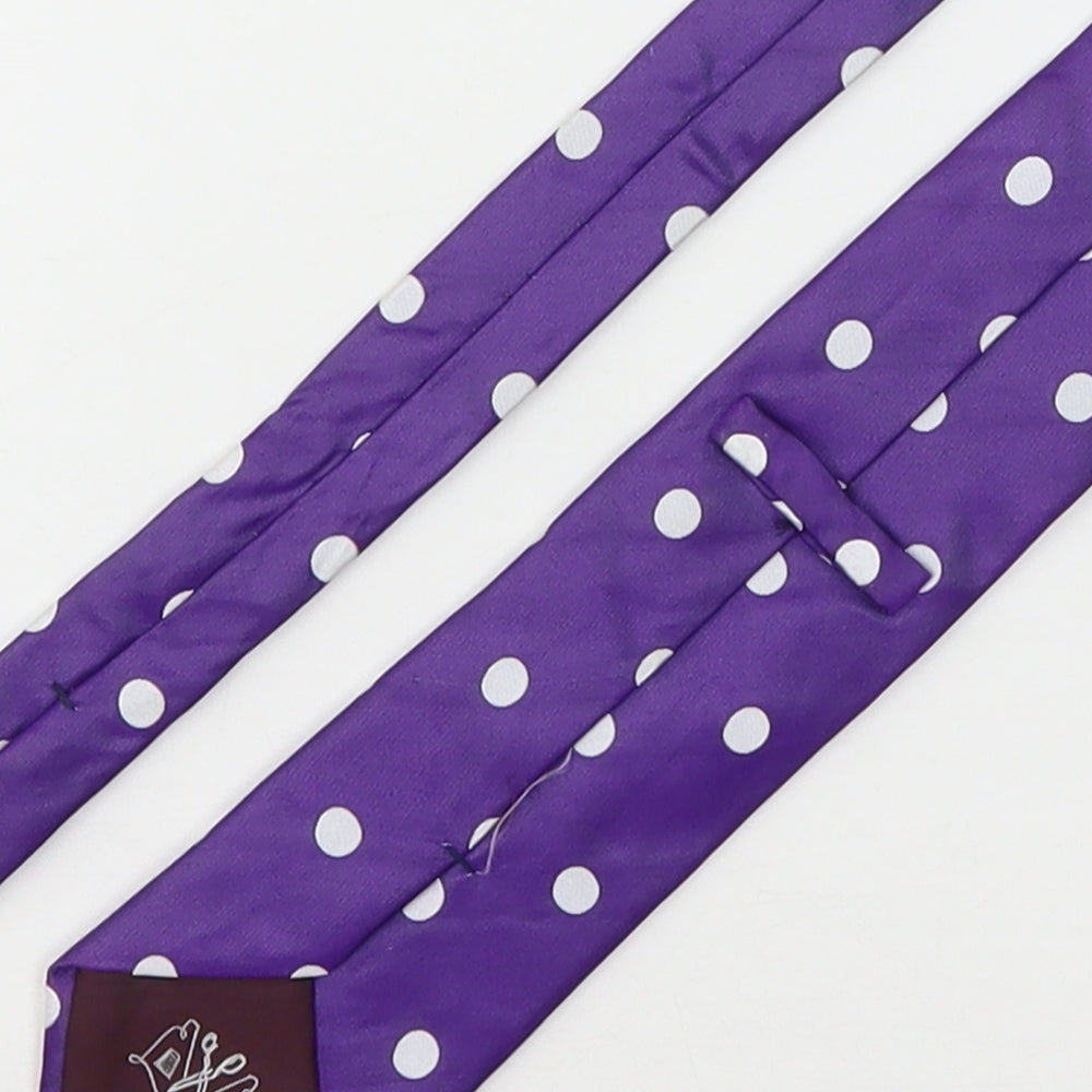 Marks and Spencer Mens Purple Polka Dot Silk Pointed Tie One Size