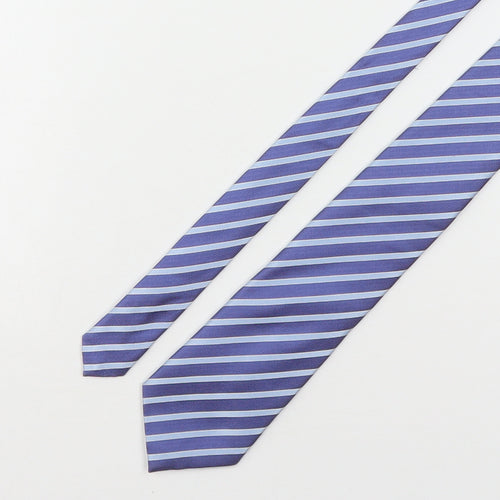 Marks and Spencer Mens Blue Striped Silk Pointed Tie One Size