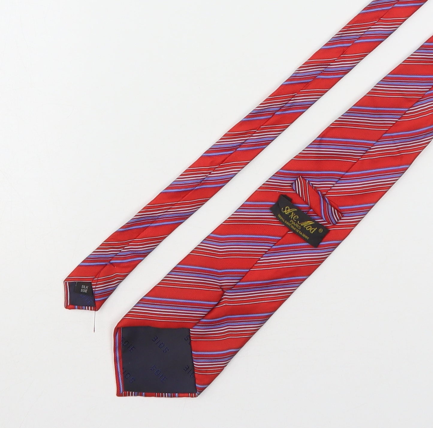 Axe Mod Mens Multicoloured Striped Silk Pointed Tie One Size