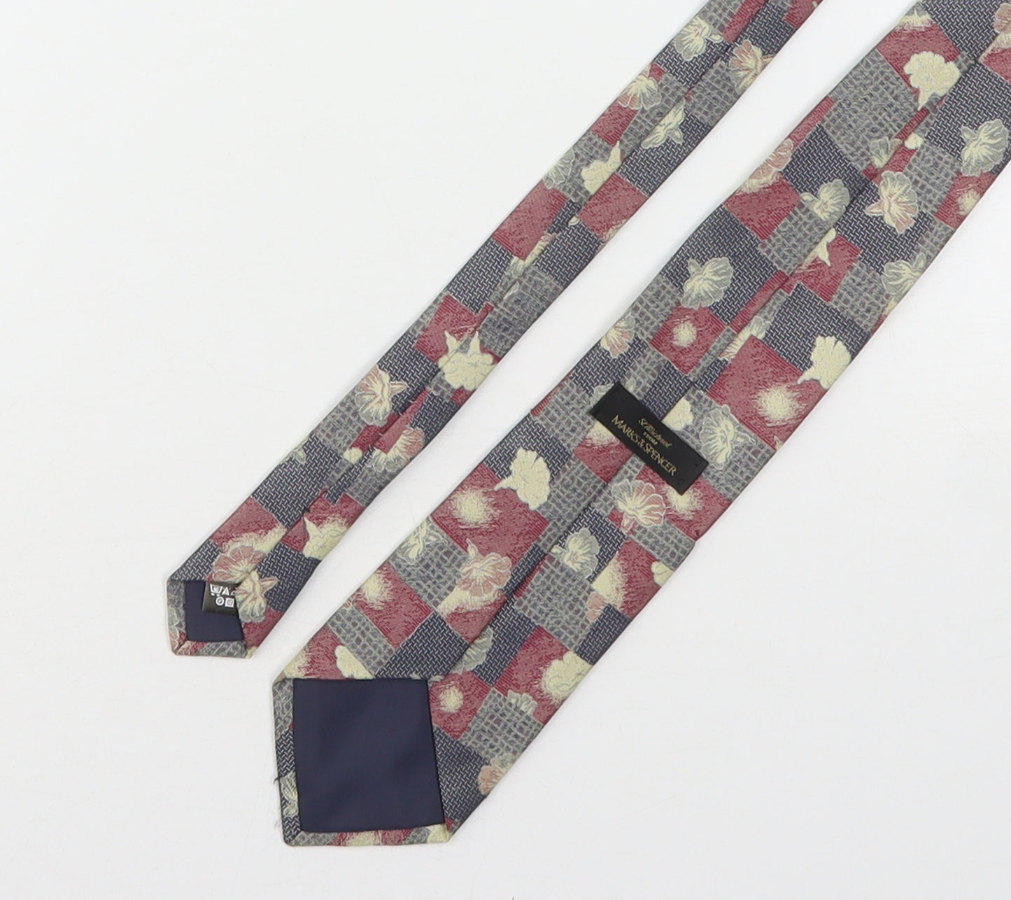 Marks and Spencer Mens Multicoloured Plaids & Checks Polyester Pointed Tie One Size