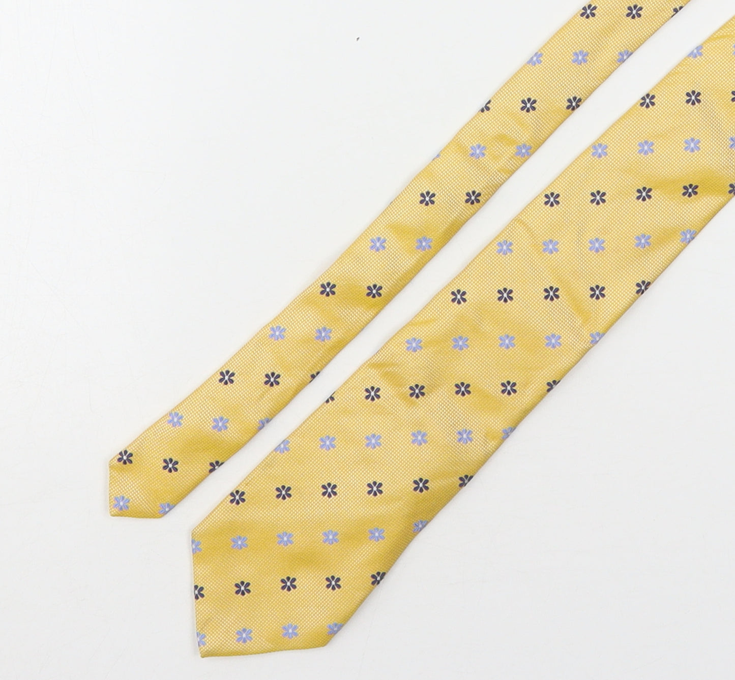 Joseph Turner Mens Yellow Floral Silk Pointed Tie One Size