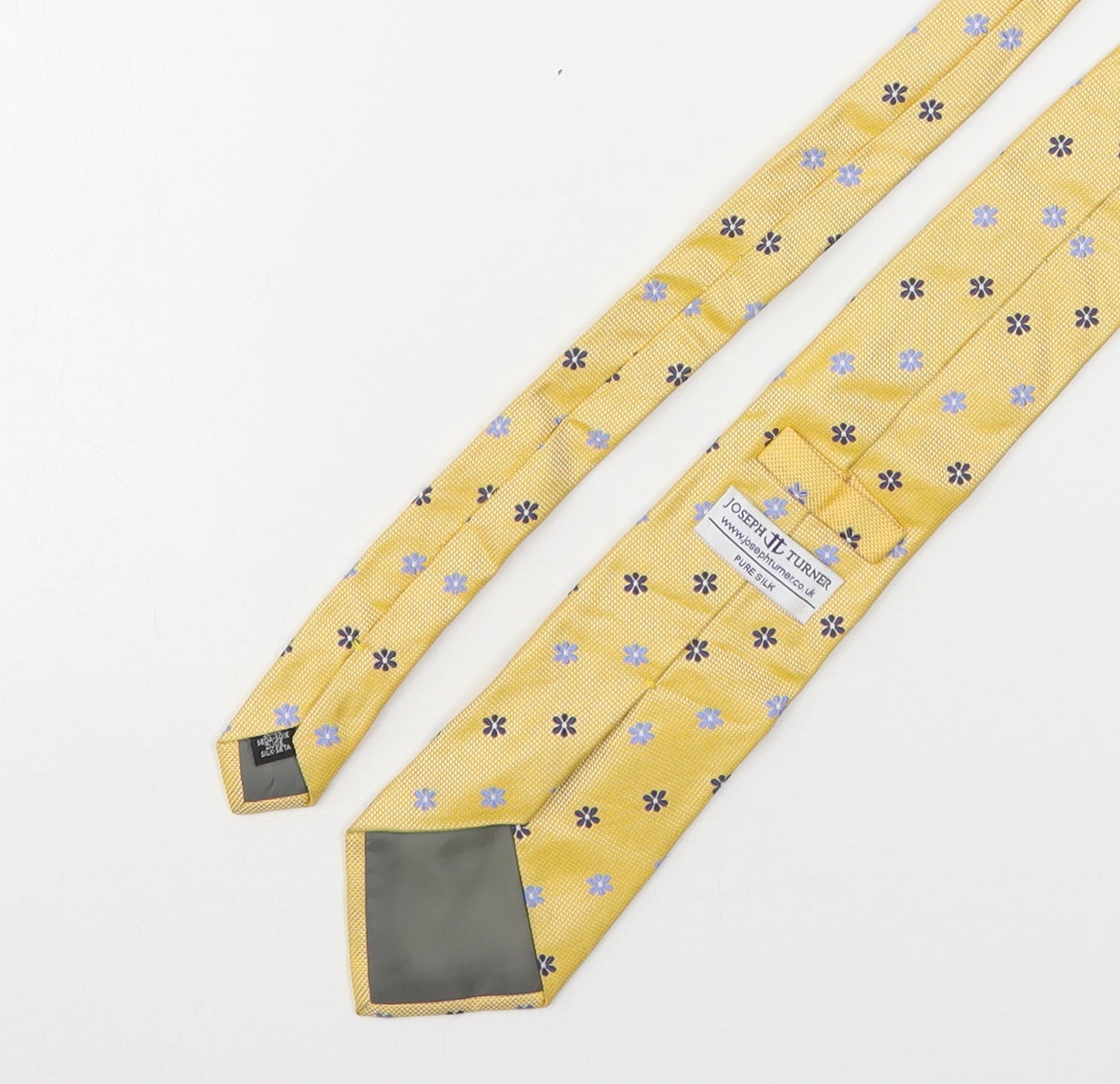 Joseph Turner Mens Yellow Floral Silk Pointed Tie One Size