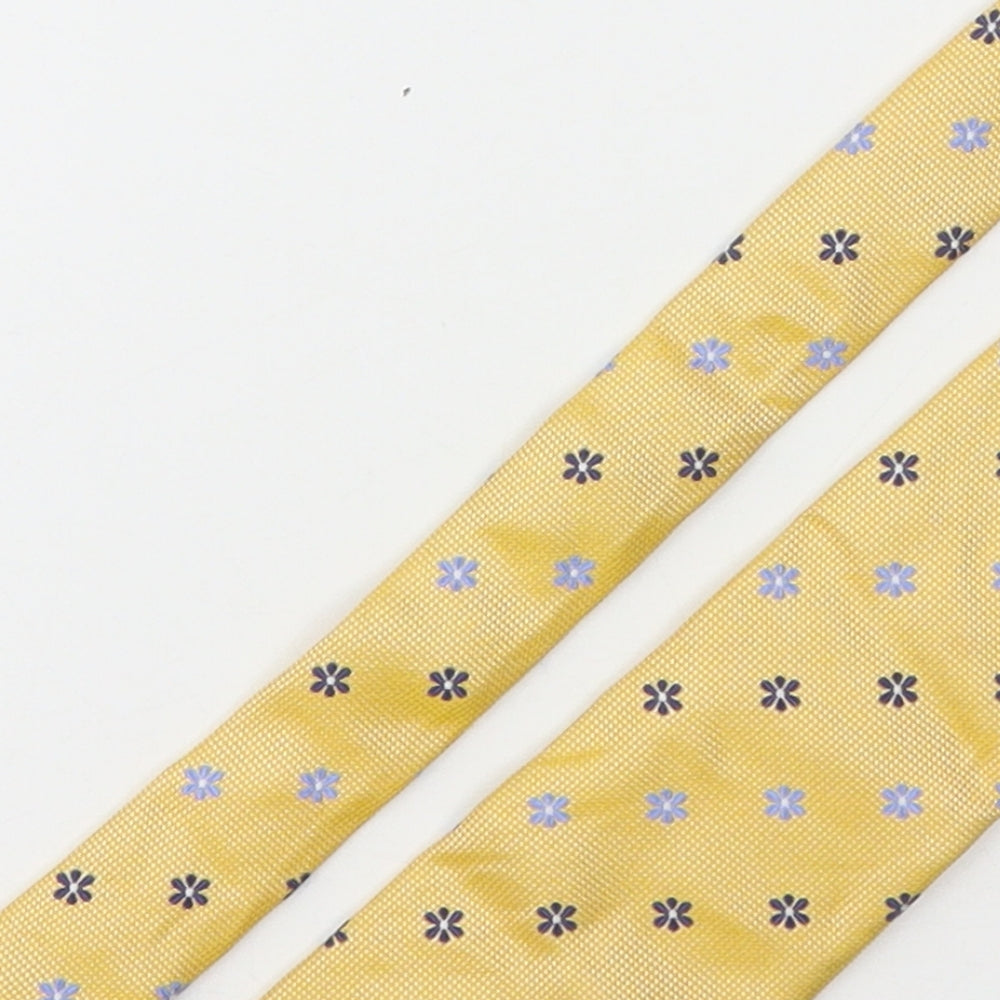 Joseph Turner Mens Yellow Floral Silk Pointed Tie One Size