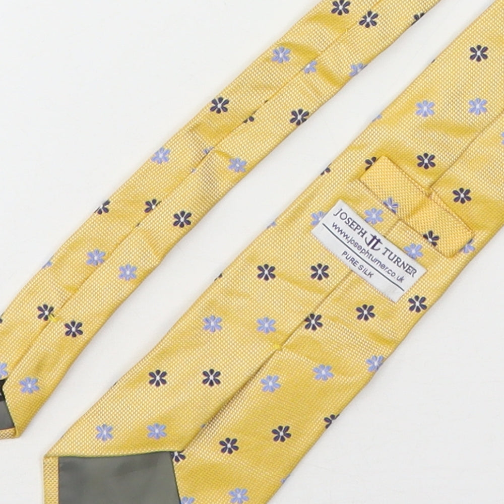 Joseph Turner Mens Yellow Floral Silk Pointed Tie One Size