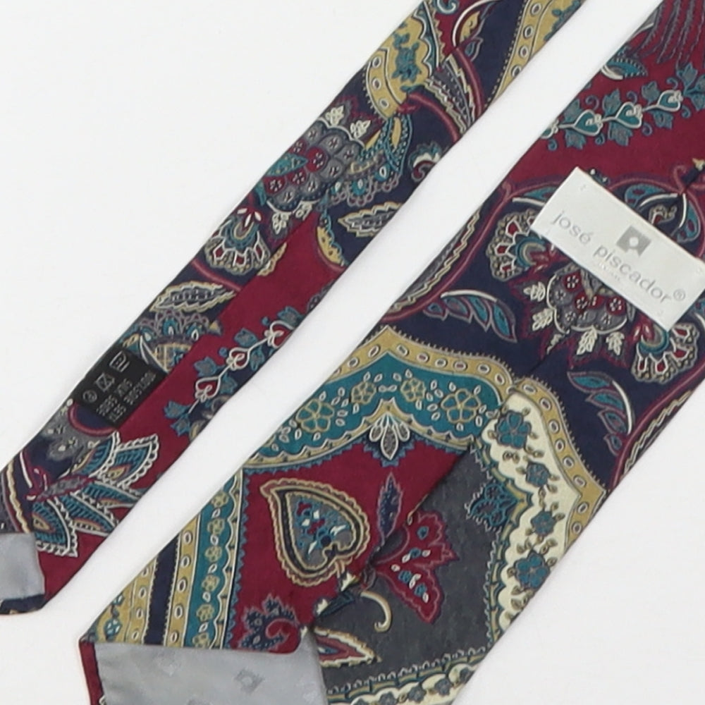 Jose Piscador Mens Multicoloured Paisley Silk Pointed Tie One Size