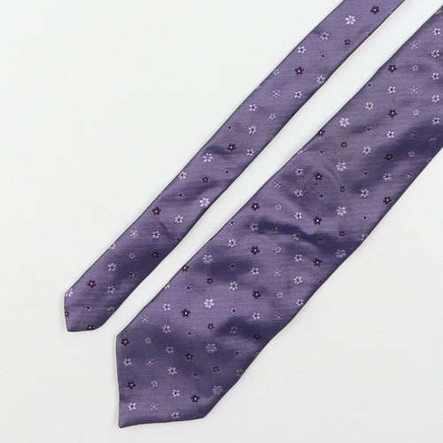 Marks and Spencer Mens Purple Floral Silk Pointed Tie One Size