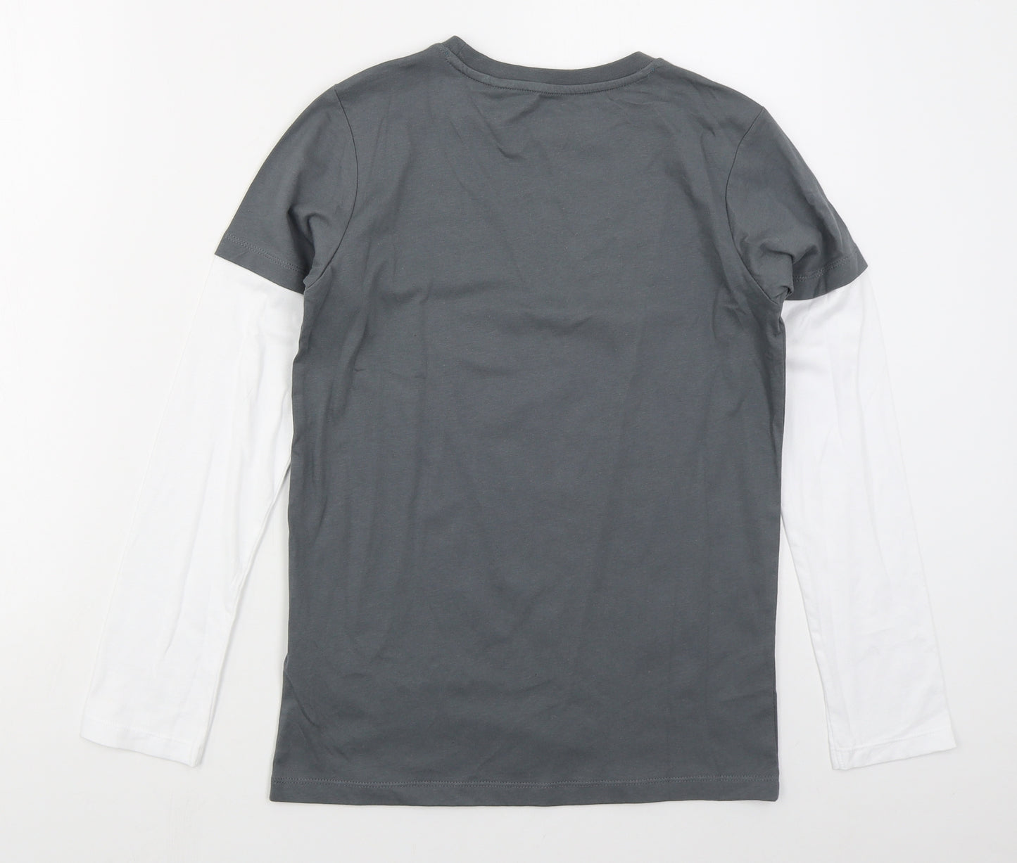 Blue Zoo Boys Grey  Cotton Basic T-Shirt Size 11-12 Years Crew Neck Pullover - Pro Gamer Allstars