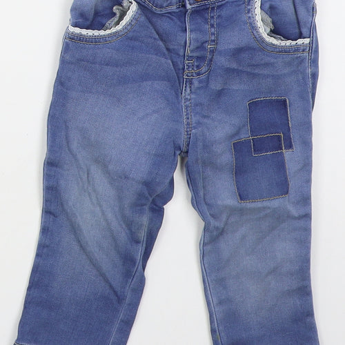 F&F Girls Blue  Cotton  Jeans Size 9-12 Months  Button