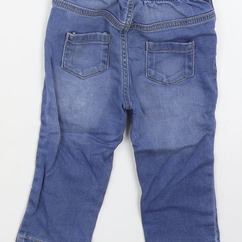 F&F Girls Blue  Cotton  Jeans Size 9-12 Months  Button