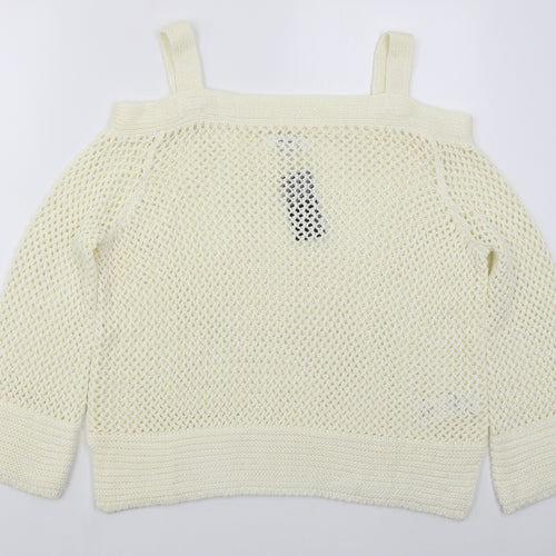 Simply Be Womens Ivory Square Neck  Acrylic Pullover Jumper Size 16