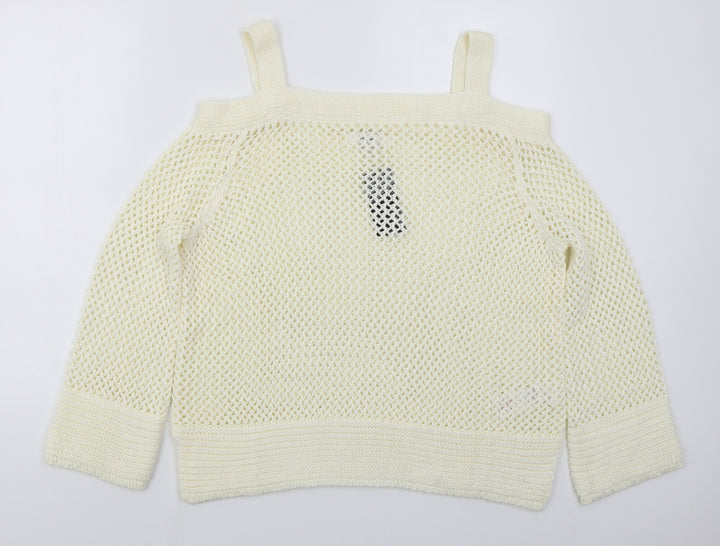 Simply Be Womens Ivory Square Neck  Acrylic Pullover Jumper Size 16
