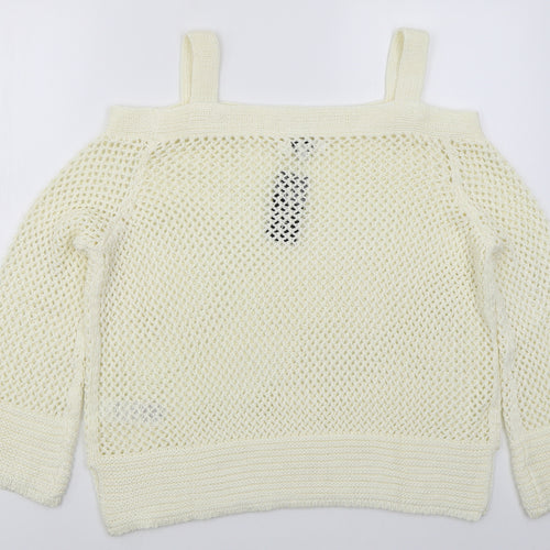 Simply Be Womens Ivory Square Neck  Acrylic Pullover Jumper Size 16