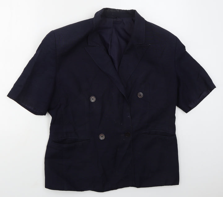 St Michael Womens Blue Viscose Jacket Suit Jacket Size 16