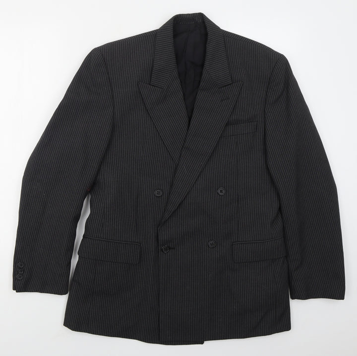 Skopes Mens Grey Striped Polyester Jacket Suit Jacket Size 38