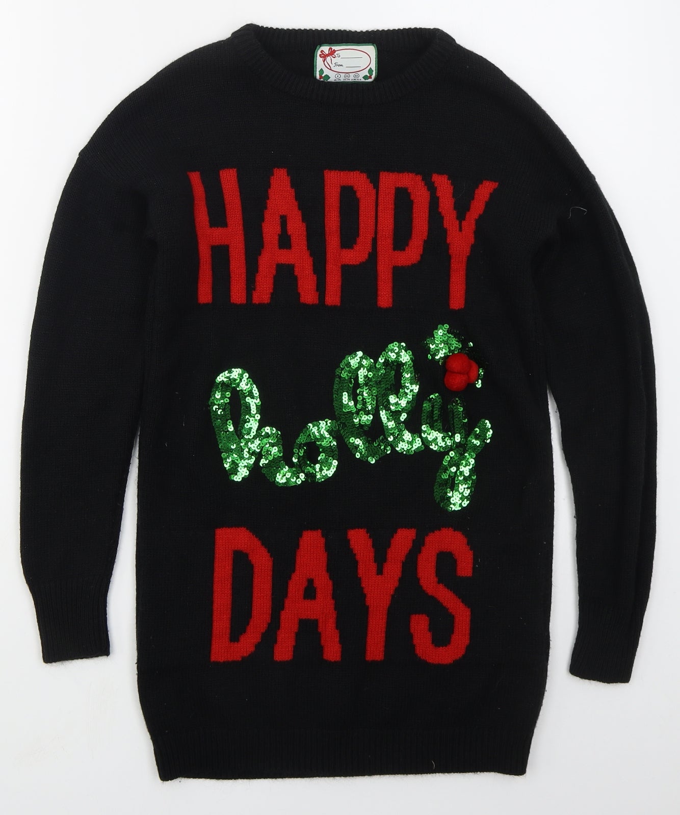 Atmosphere Womens Black Crew Neck  Acrylic Pullover Jumper Size 6   - Happy Holly Days