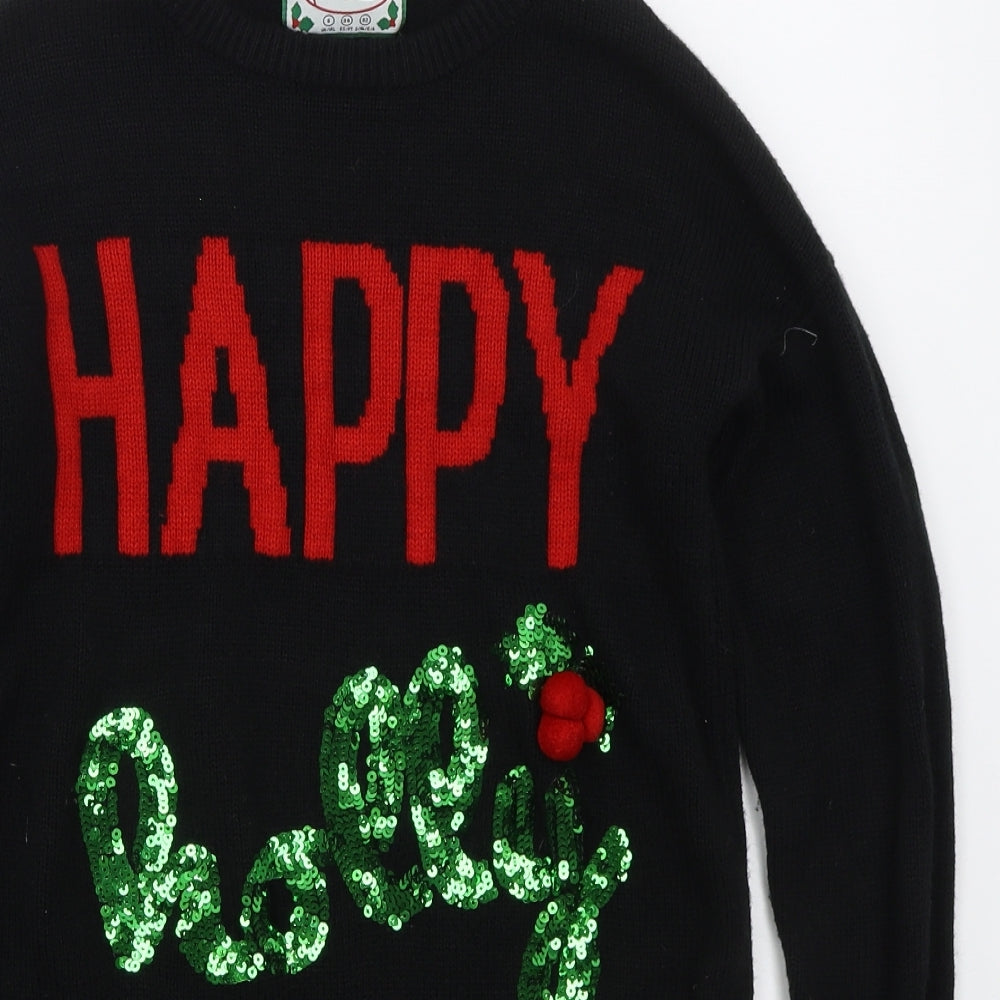 Atmosphere Womens Black Crew Neck  Acrylic Pullover Jumper Size 6   - Happy Holly Days