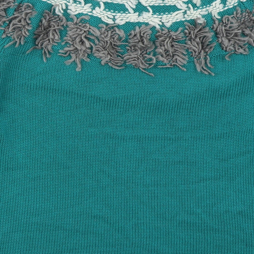 Eureca Womens Green Crew Neck  Acrylic Pullover Jumper Size 14