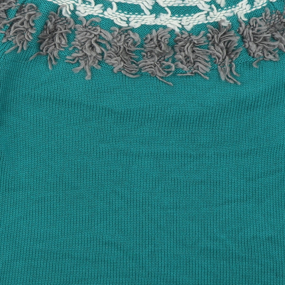 Eureca Womens Green Crew Neck  Acrylic Pullover Jumper Size 14