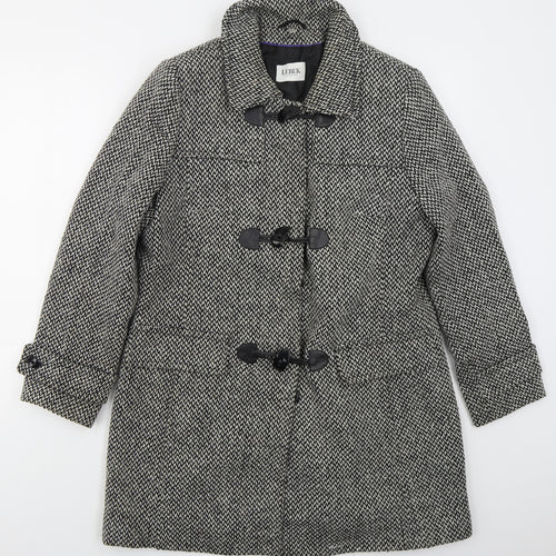 Lebek Womens Grey Herringbone  Pea Coat Coat Size 14  Button