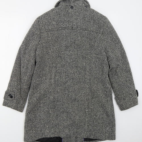 Lebek Womens Grey Herringbone  Pea Coat Coat Size 14  Button