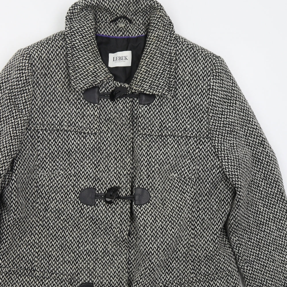 Lebek Womens Grey Herringbone  Pea Coat Coat Size 14  Button