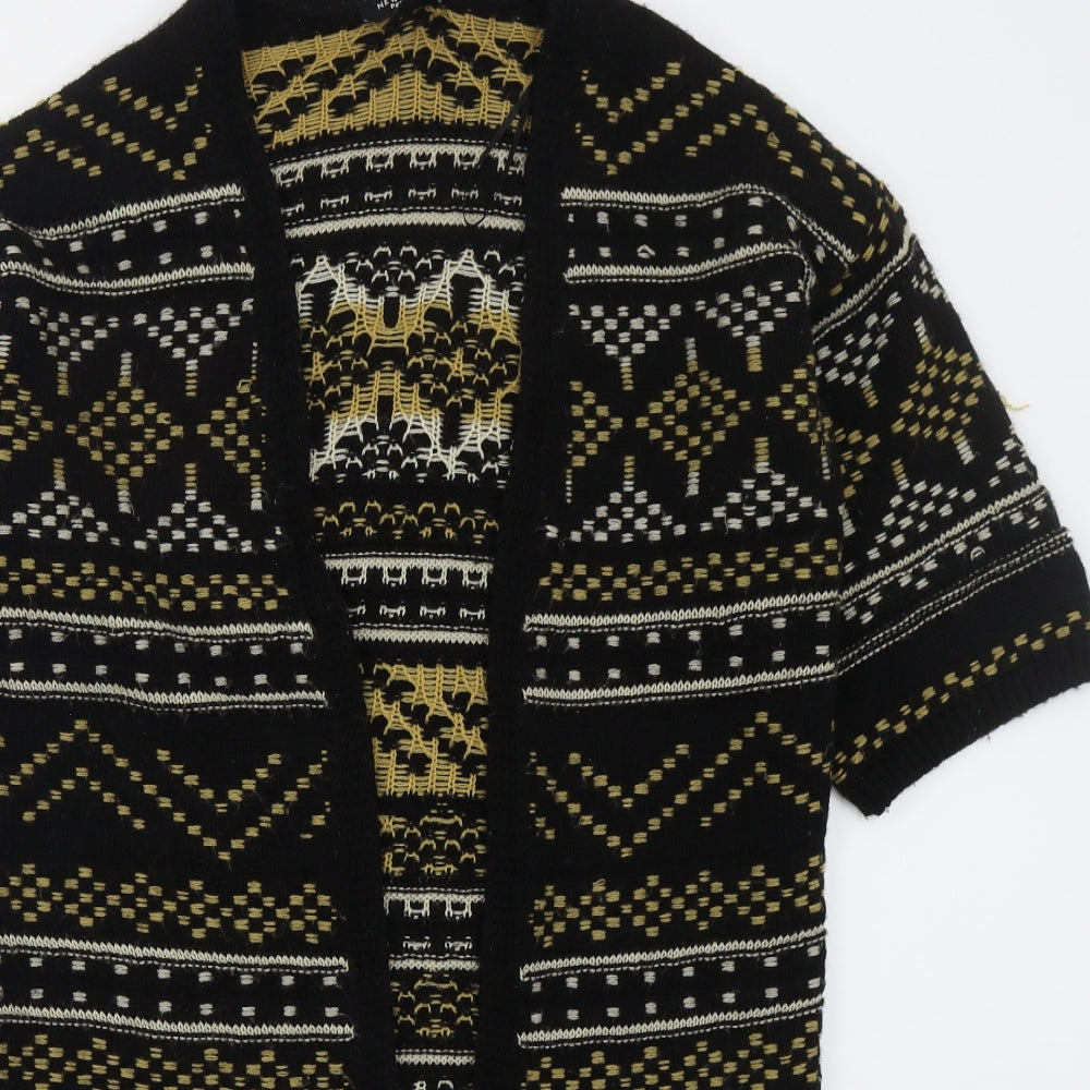 New Look Womens Black V-Neck Geometric Acrylic Cardigan Jumper Size S